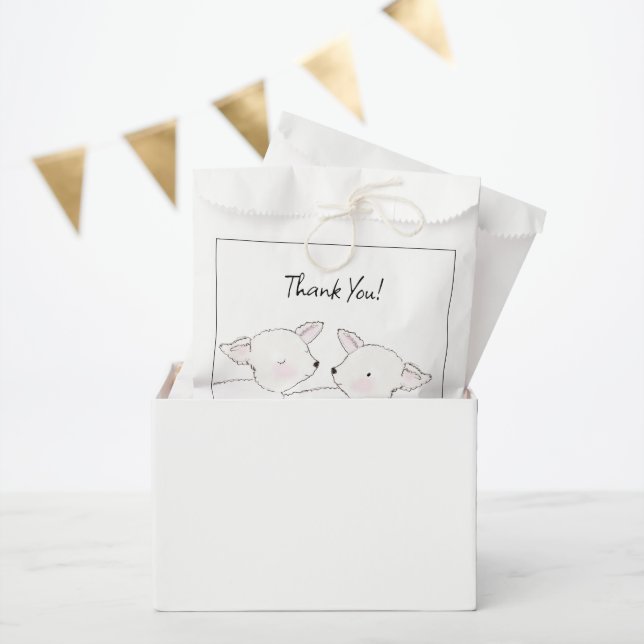 Little Lamb Twins Baby Shower Favor Bag (Party)