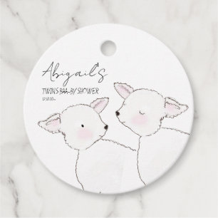 Little Lamb Twins Baby Shower Favor Tags
