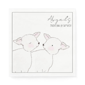 Little Lamb Twins Baby Shower Napkins