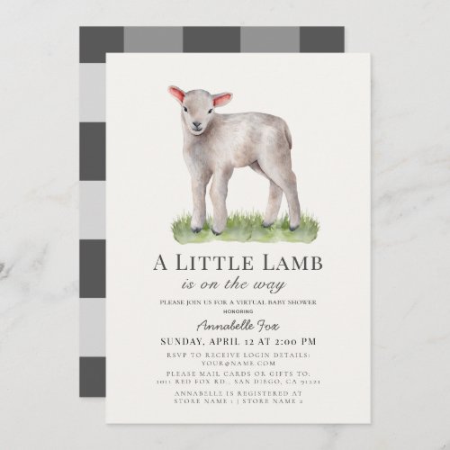 Little Lamb Virtual Baby Shower Invitation