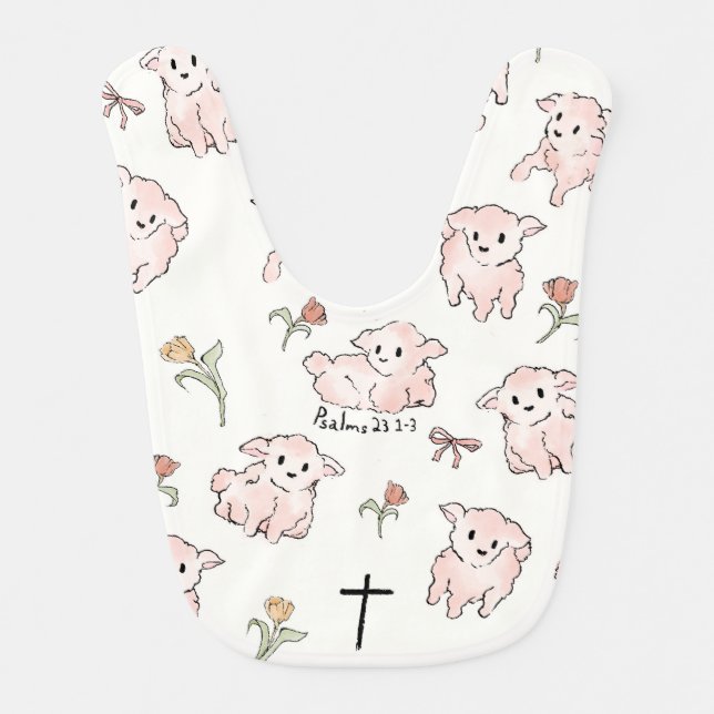 Little Lamb White Baby Bib (Front)