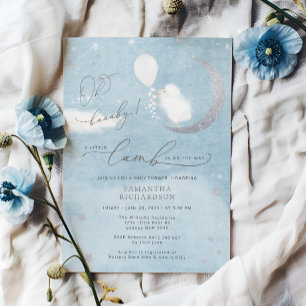 Little Lamb With Balloon Baby Shower Invitation