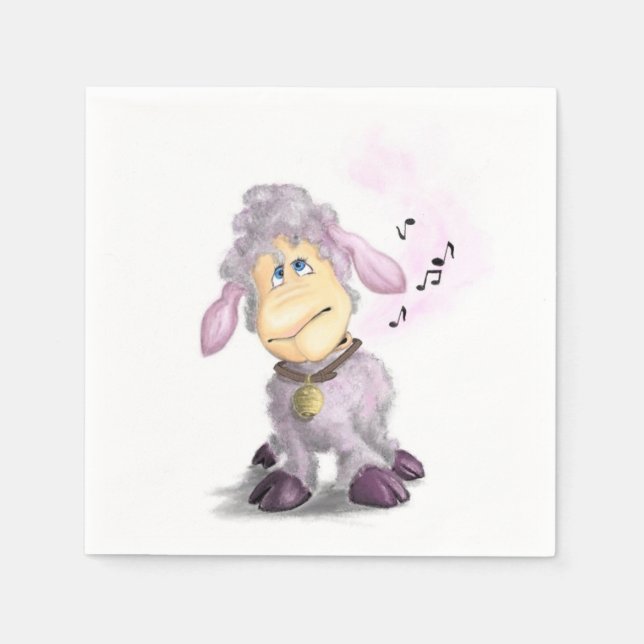 Little Lamb with Bell - Add Your Text / Name Napkins (Front)