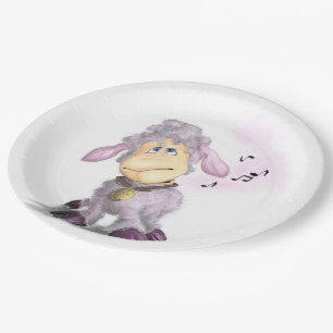 Little Lamb with Bell - Add Your Text / Name Paper Plates