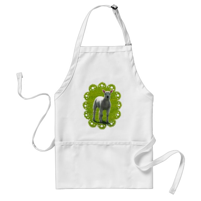 Little Lamb with lace edge Adult Apron (Front)