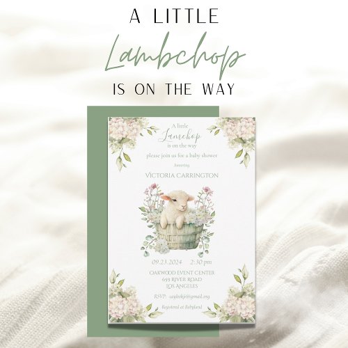 Little Lambchop Floral Baby Shower  Invitation