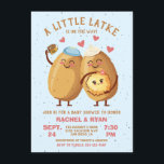Little Latke Hanukkah Baby Girl Shower  Invitation<br><div class="desc">Hanukkah Baby Shower for the new parents to be. Features mommy and daddy potatoes with hats made out of sourcream and a yarmulke and holding a cute latke baby with flower bow. Great for a girl baby to be! All wording can be changed. To make more changes go to Personalize...</div>