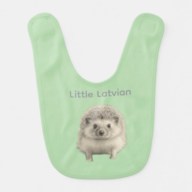 Little Latvian cute hedgehog baby bib (Front)