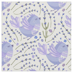 Little Lavender Bird on Spring Background Fabric