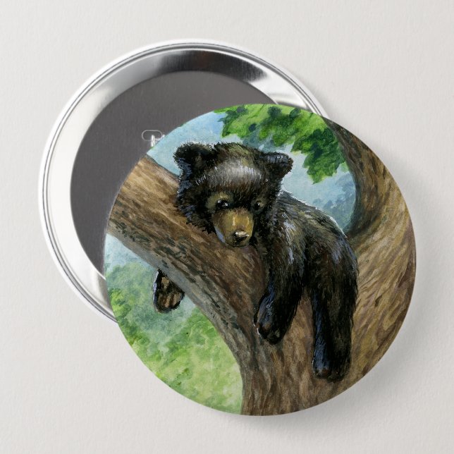 Little Lazy Bear Button (Front & Back)