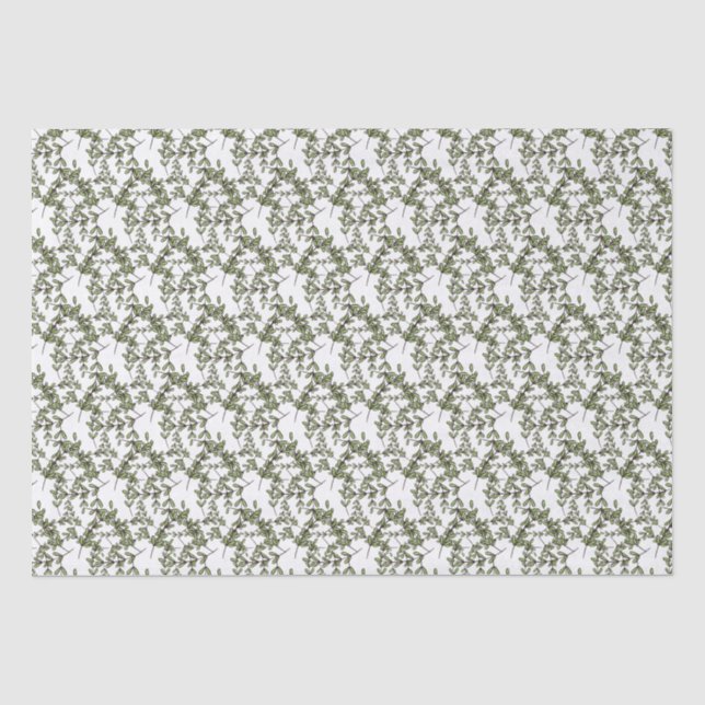Little Leaves on Tangled Twigs Botanical Garden  Tissue Paper (Front)