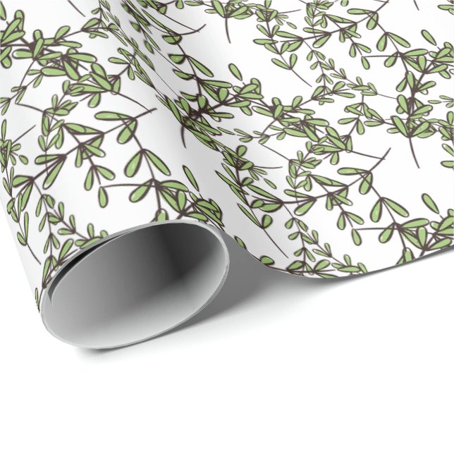 Little Leaves on Tangled Twigs Botanical Garden  Wrapping Paper (Roll Corner)