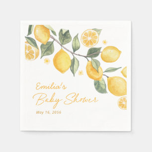 Little Lemon Citrus Baby Shower Custom Napkins