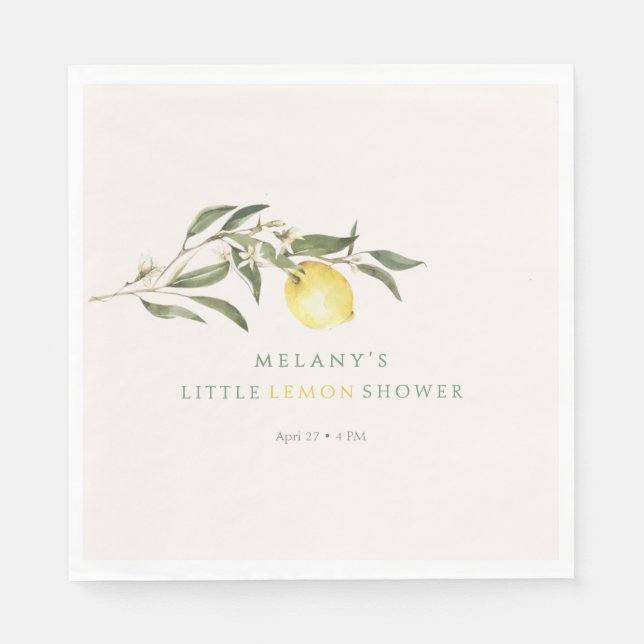 Little Lemon Citrus Baby Shower Napkins (Front)