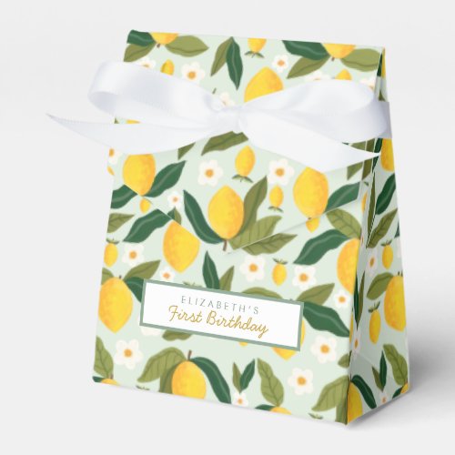 Little Lemon Flowers  First Birthday Favor Box