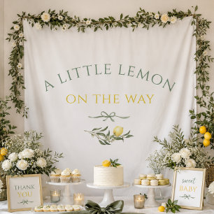 Little Lemon on the Way Sage Bow Baby Shower Tapestry