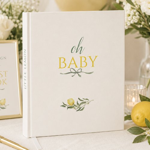 Little Lemon Sage Bow Oh Baby Baby Shower  Guest Book
