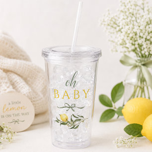 Little Lemon Sage Bow Oh Baby Shower Acrylic Tumbler