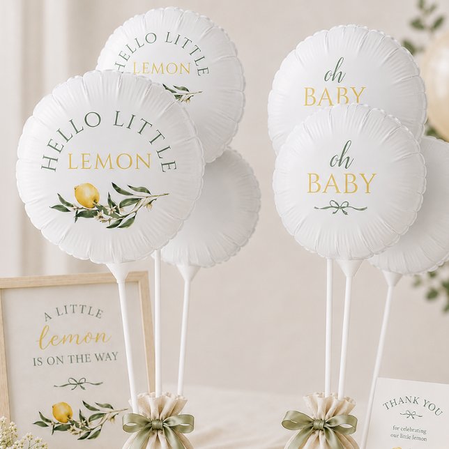 Little Lemon Sage Bow Oh Baby Shower Balloon (Creator Uploaded)