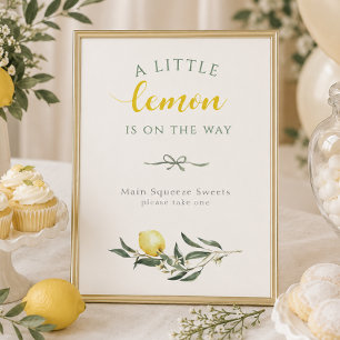Little Lemon Sage Bow Oh Baby Shower Favor Sign Holder