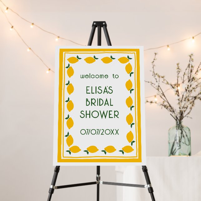 Little Lemons Cute CUSTOM Bridal Shower WELCOME Foam Board (In Situ (Stand))