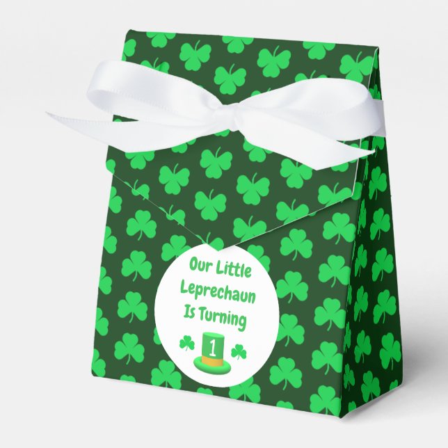 Little Leprechaun 1st Birthday Favor Boxes (Front Side)