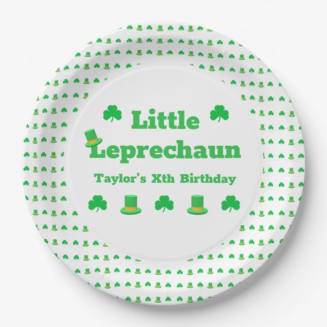 Little Leprechaun Birthday Paper Plates (Front)