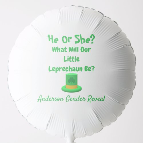 Little Leprechaun Gender Reveal Balloon
