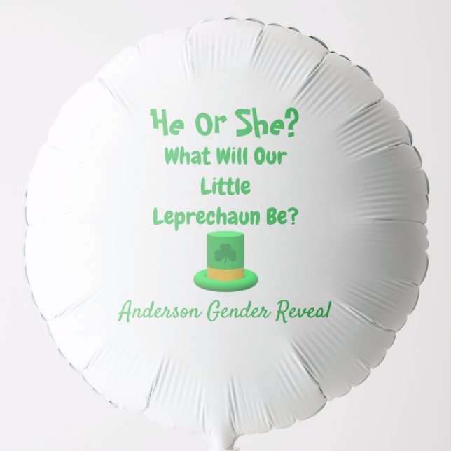 Little Leprechaun Gender Reveal Balloon (Front)