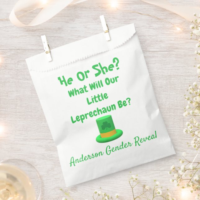 Little Leprechaun Gender Reveal Favor Bag (Clipped)