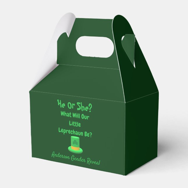 Little Leprechaun Gender Reveal Favor Boxes (Front Side)
