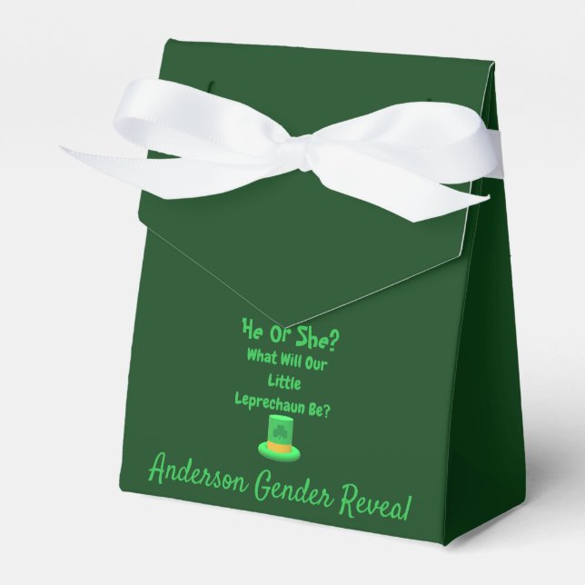 Little Leprechaun Gender Reveal Favor Boxes (Front Side)