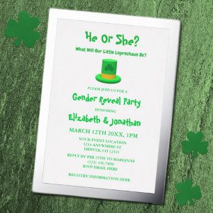 Little Leprechaun Gender Reveal Foil Invitation