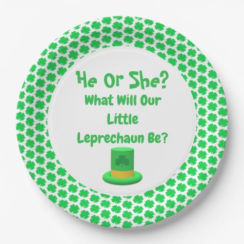 Little Leprechaun Gender Reveal Paper Plate