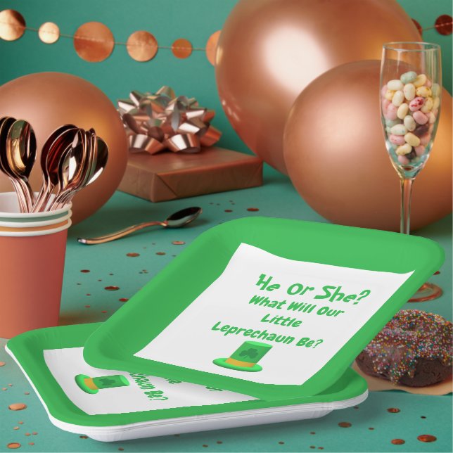 Little Leprechaun Gender Reveal Paper Plate (Multi)