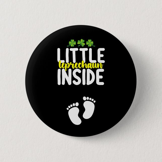 Little Leprechaun Inside Pregnancy Pregnant Mom Button (Front)