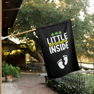 Little Leprechaun Inside Pregnancy Pregnant Mom House Flag