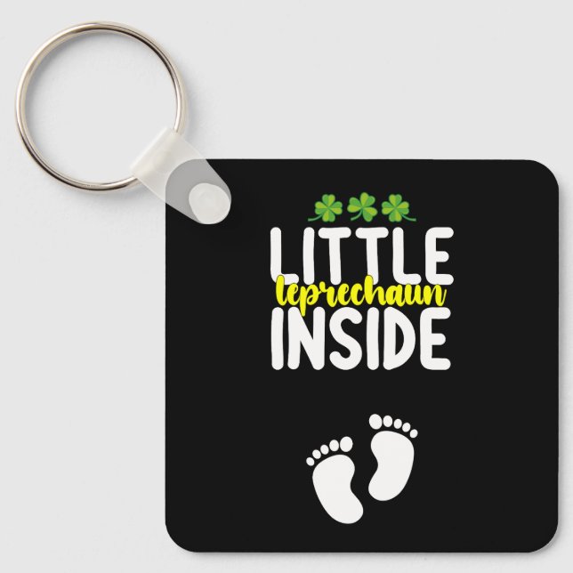 Little Leprechaun Inside Pregnancy Pregnant Mom Keychain (Front)
