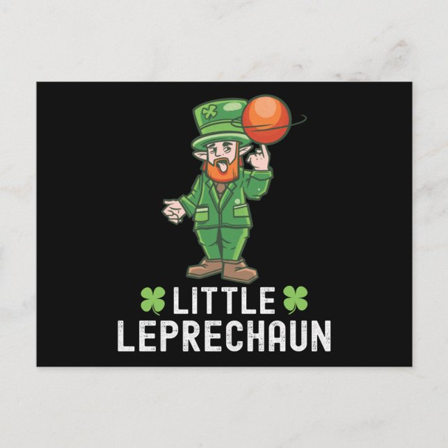 Little Leprechaun - St. Patricks Day Basketball Postcard (Front)