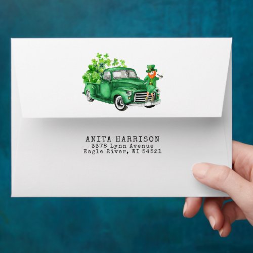 Little Leprechaun Truck  Personalized Envelope