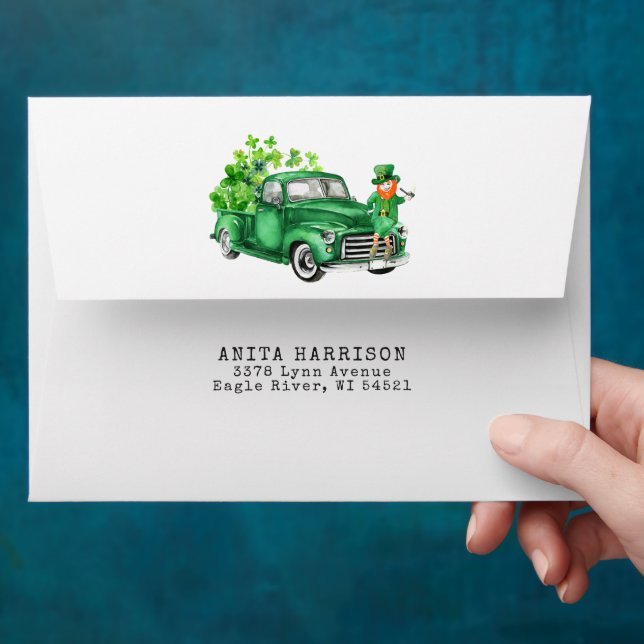 Little Leprechaun Truck | Personalized Envelope (Hand)