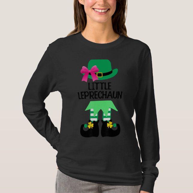 Little Leprechaun With Bow St Patricks Day Kids Fo T-Shirt (Front)