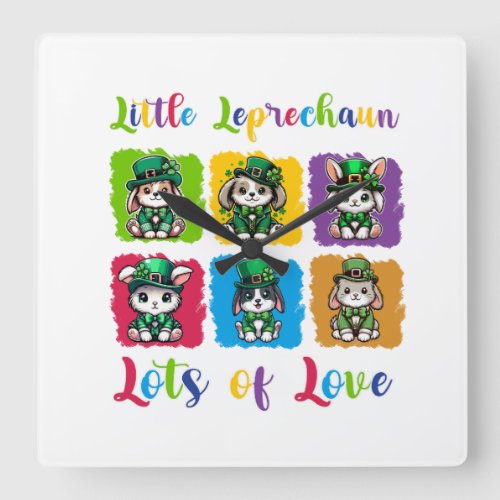 Little Leprechauns Lots of Love Square Wall Clock