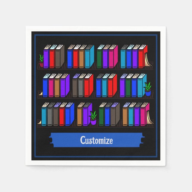 Little Library Book Club Black Napkins (Front)