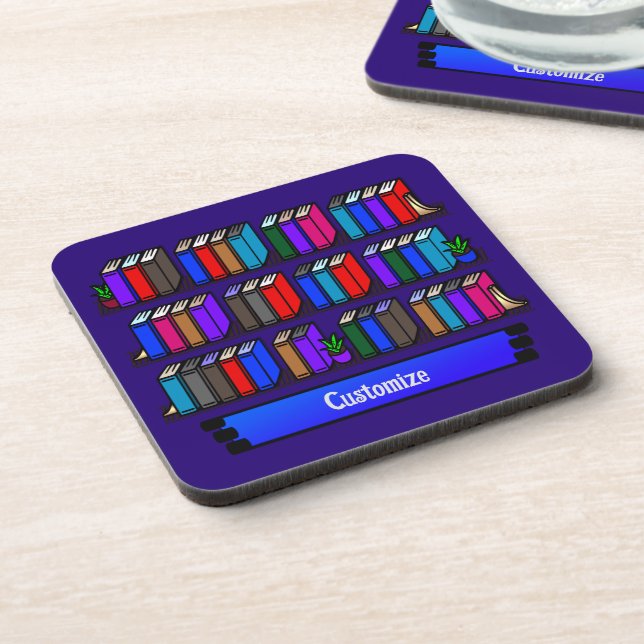Little Library Book Club Purple Beverage Coaster (Left Side)