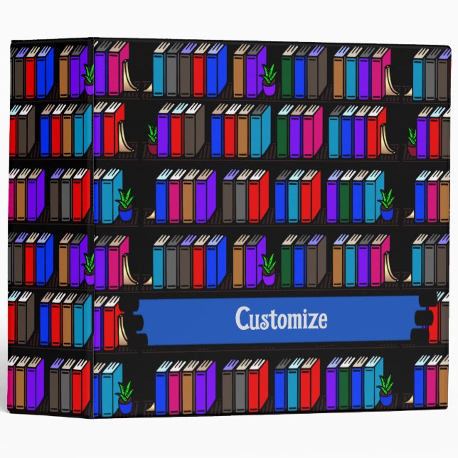 Little Library Book Shelves Black 3 Ring Binder (Front/Spine)