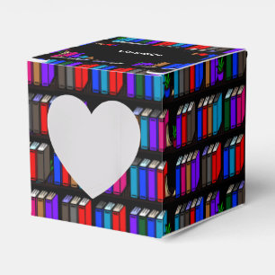 Little Library Book Shelves Black Heart Favor Boxes