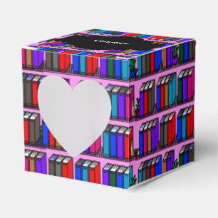 Little Library Book Shelves Pink Heart Favor Boxes