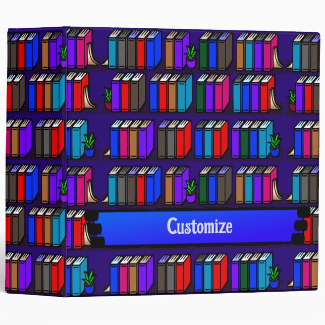 Little Library Book Shelves Purple 3 Ring Binder (Front/Spine)