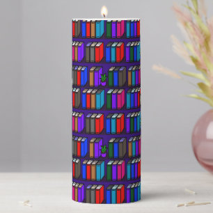 Little Library Bookshelves Purple Pillar Candle